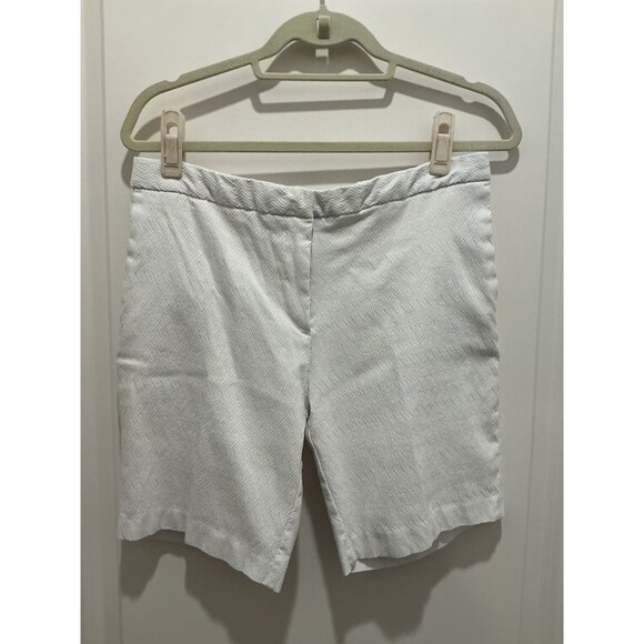 Mario Serrani Italy Shorts 10 Woven Bermuda Stretch White Button Zip Closure - Picture 1 of 10